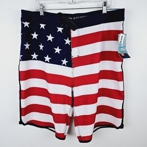 Old Navy #205825 American Flag Swim Trunks NWT, size 38